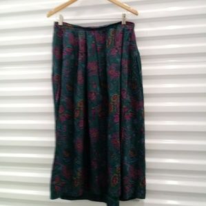 Pendleton Green and Pink Floral Midi Skirt